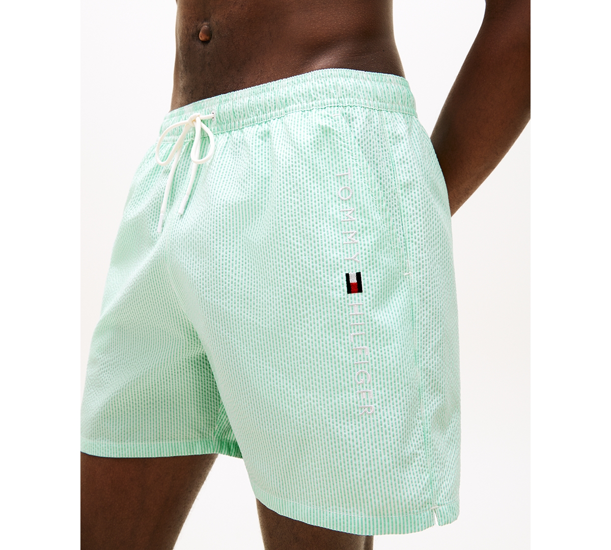 Tommy Hilfiger Men's Medium Drawstring Zip Pocket 5" Swim Trunks