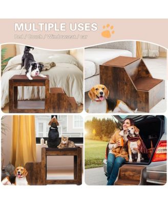 Pet Bunk Bed Window Perch with Removable Steps, Washable Cushion, and Scratching Pad, Indoor Use