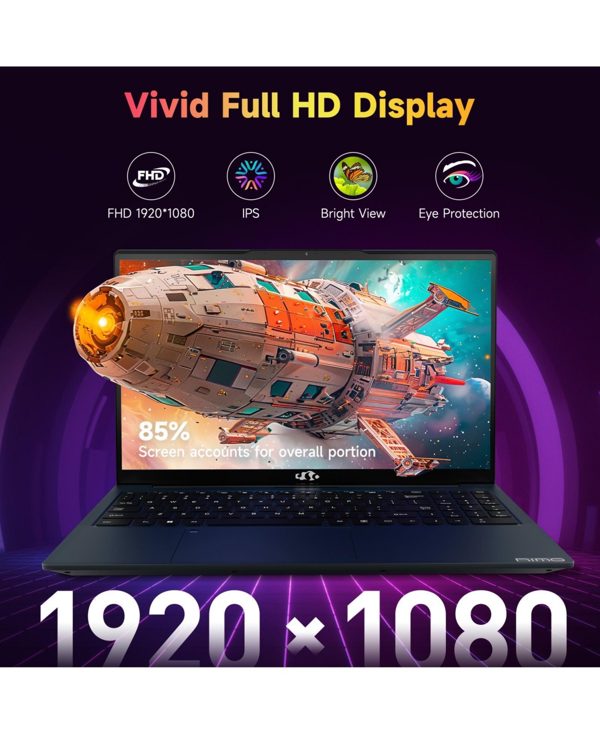 Nimo 15.6 Fhd Ips Laptop-Computer Amd Ryzen