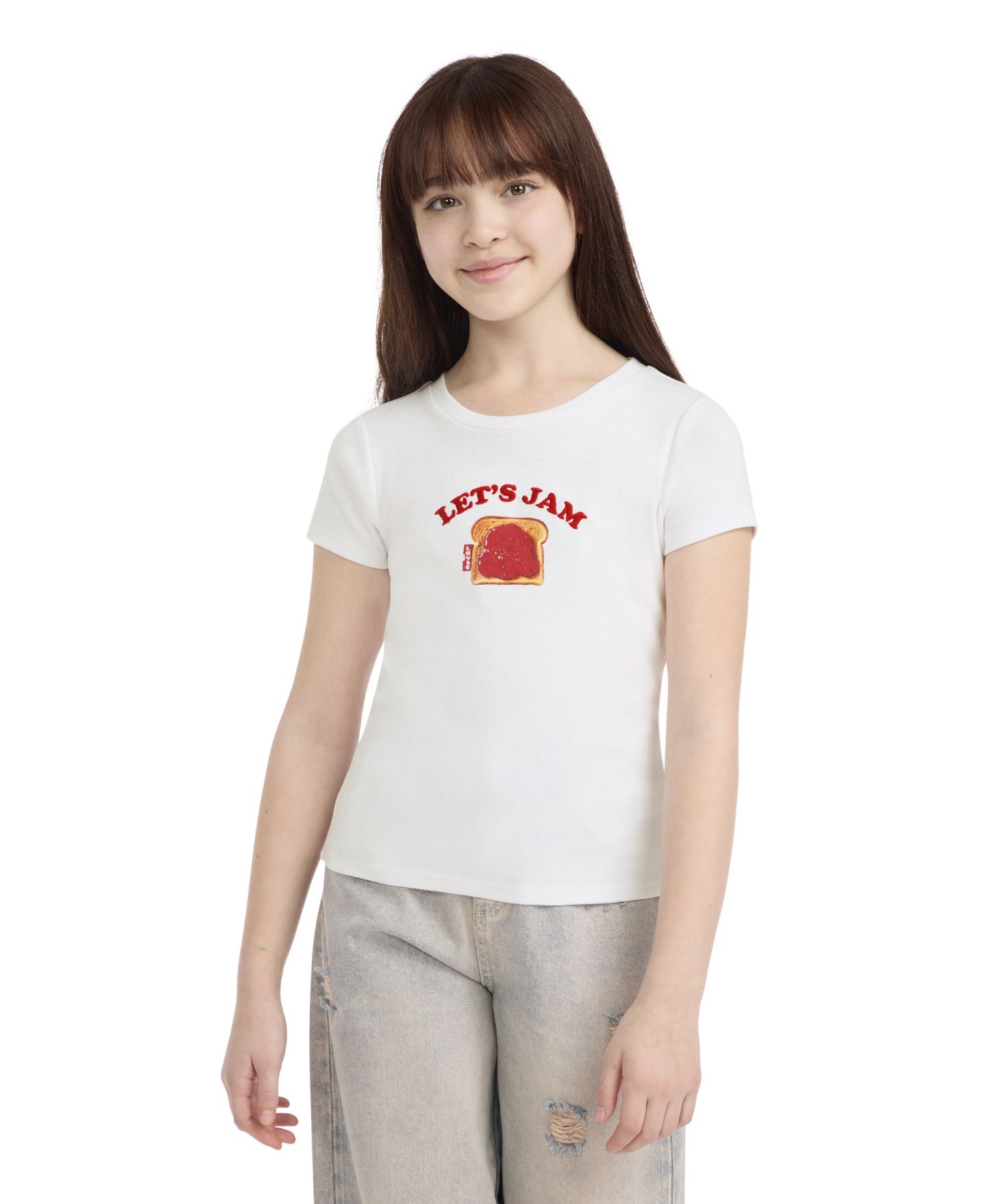 Футболка Levi's Meet and Greet Jam Round Neck T-Shirt для девочек, цвет: Натуральный белый — фото 1