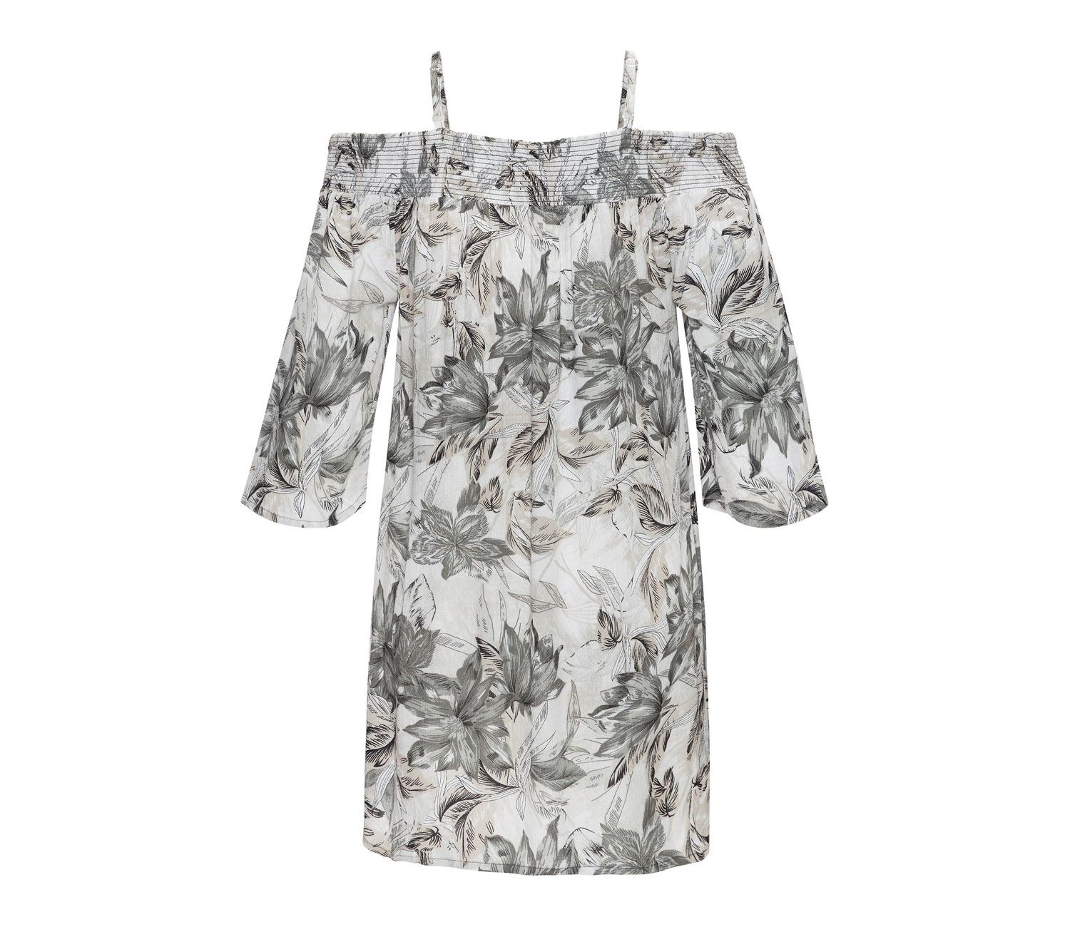 Women's Viscose Printed Off Shoulder Smocked Short Dress