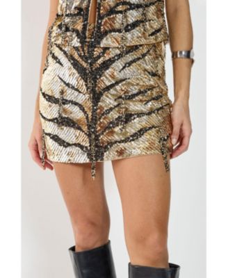 Women's Tassel Sequin Mini Skirt