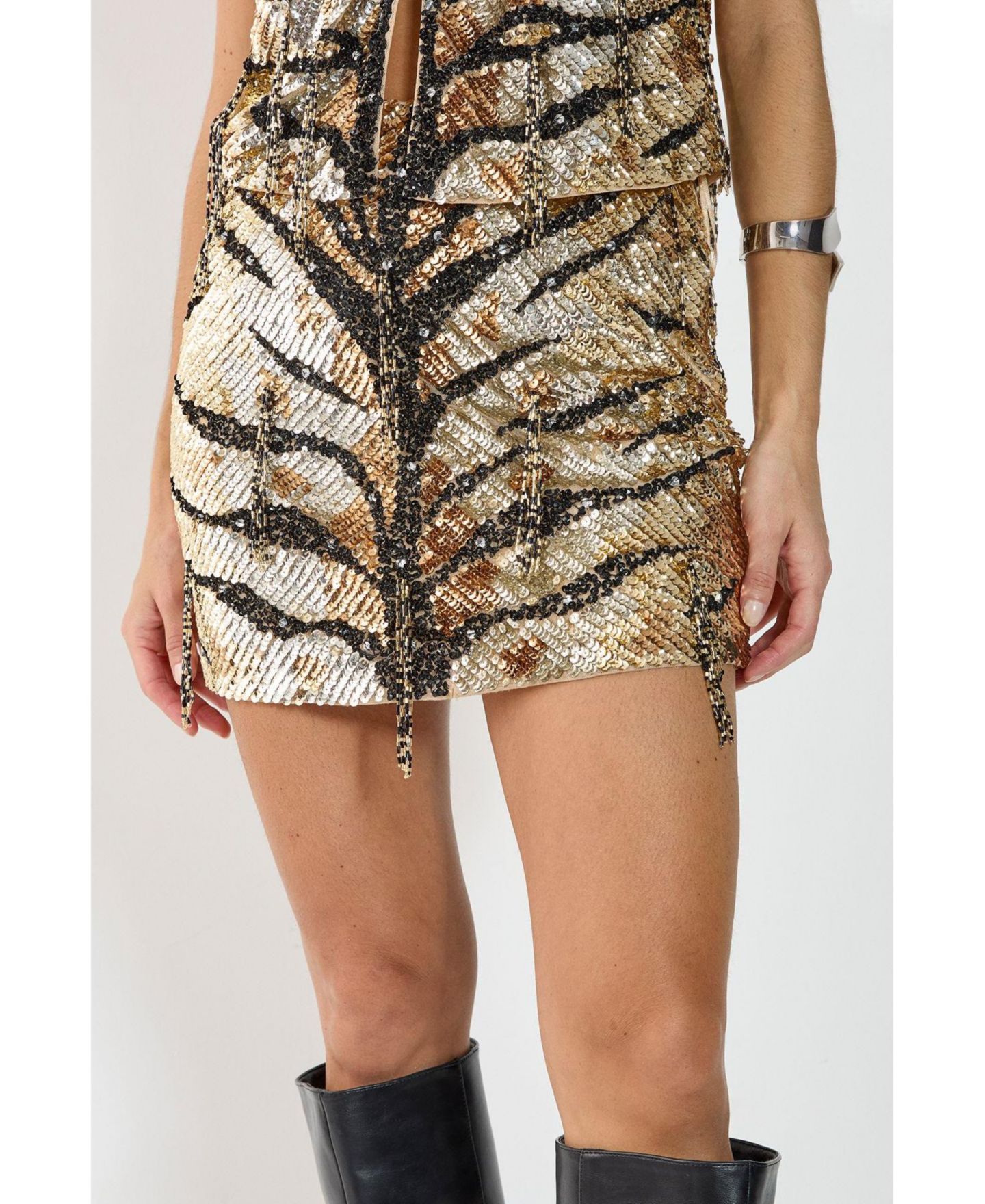Женская юбка Nasty Gal Tassel Sequin Mini, цвет: Золотой — фото 5