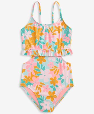 Girls' 7-16 Ruffle Monokini One-Piece Swimsuit
