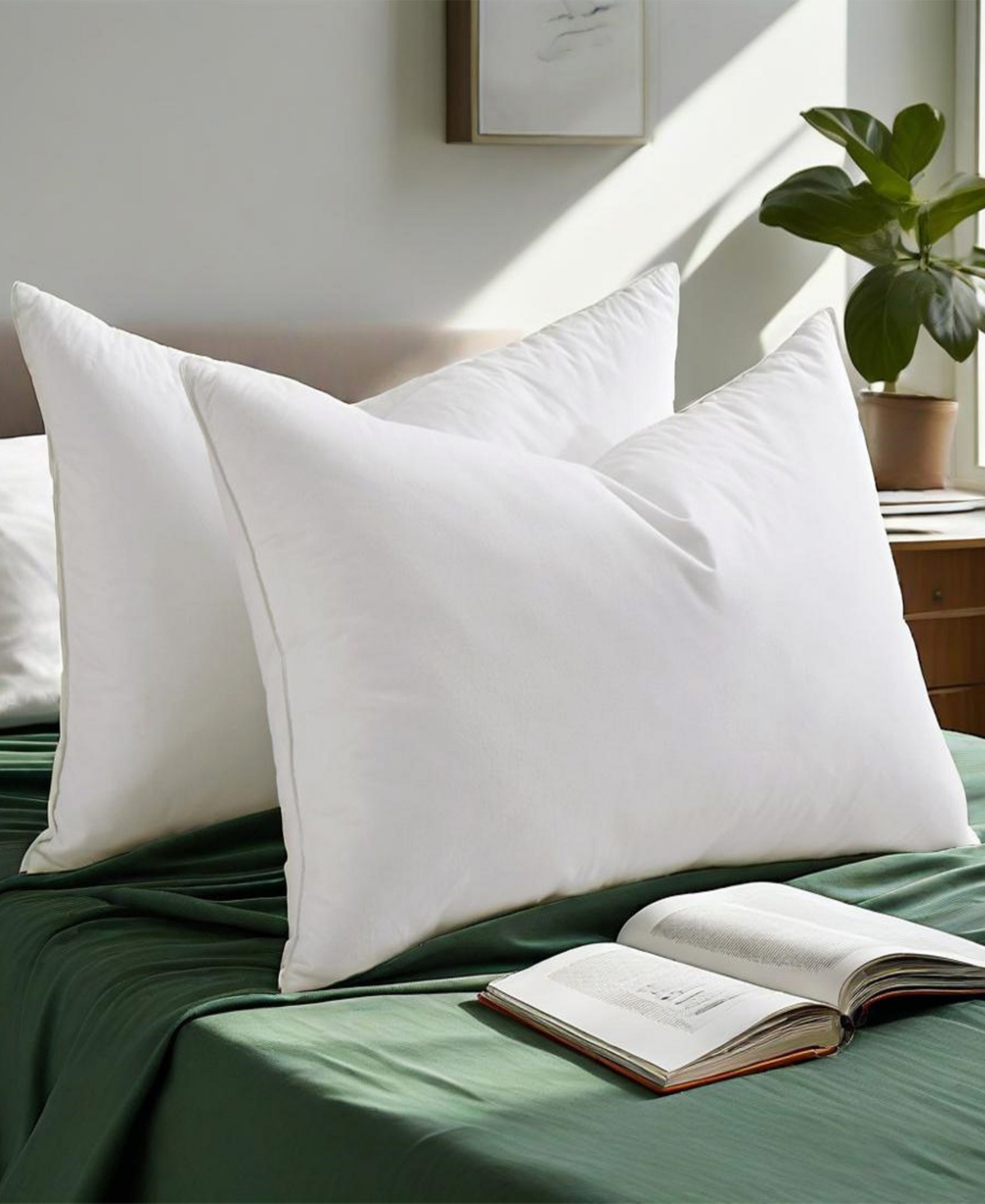 Unikome Medium Firm Goose Feather Down 2-Pack Pillows