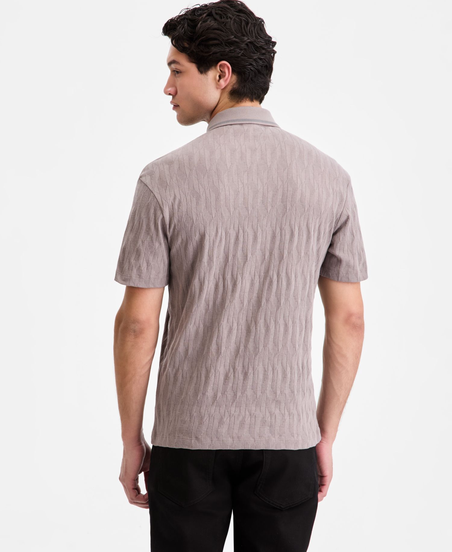 Men's Cotton Jacquard Short-Sleeve Polo Shirt