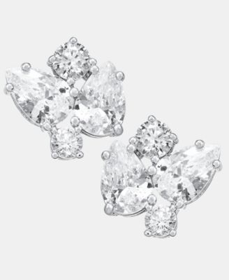 Cubic Zirconia Cluster Stud Earrings