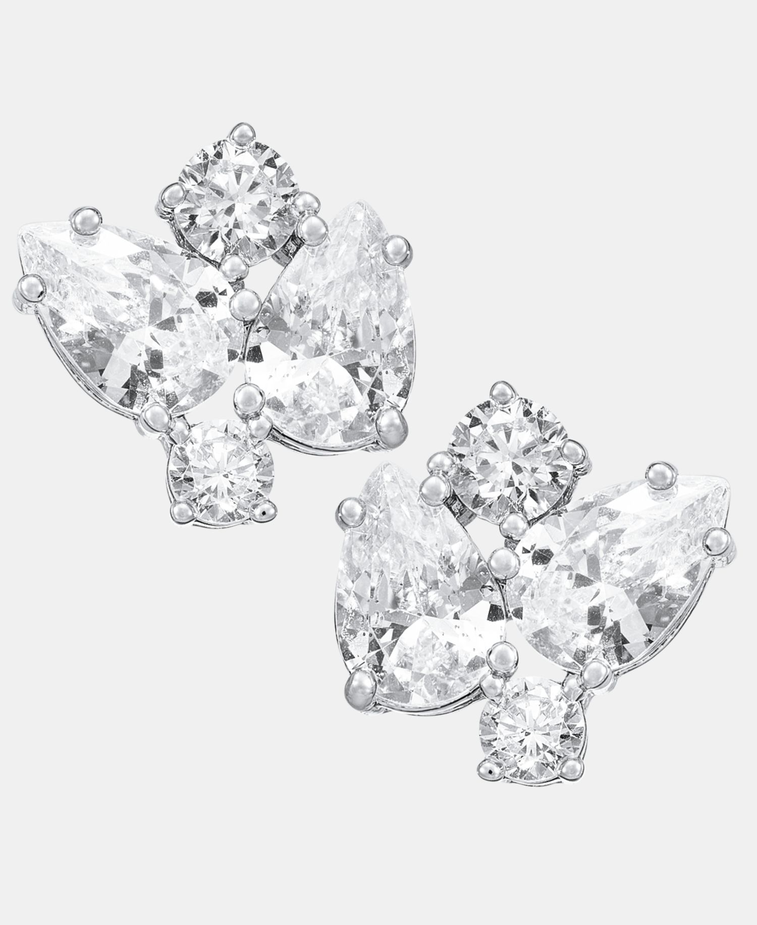 Cubic Zirconia Cluster Stud Earrings