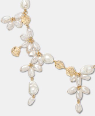 Pav&eacute; Nugget & Imitation Pearl Statement Necklace, 16" + 3" extender
