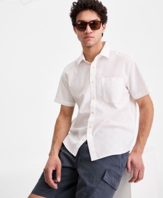 Men's Devin Linen Blend Woven Short-Sleeve Shirt