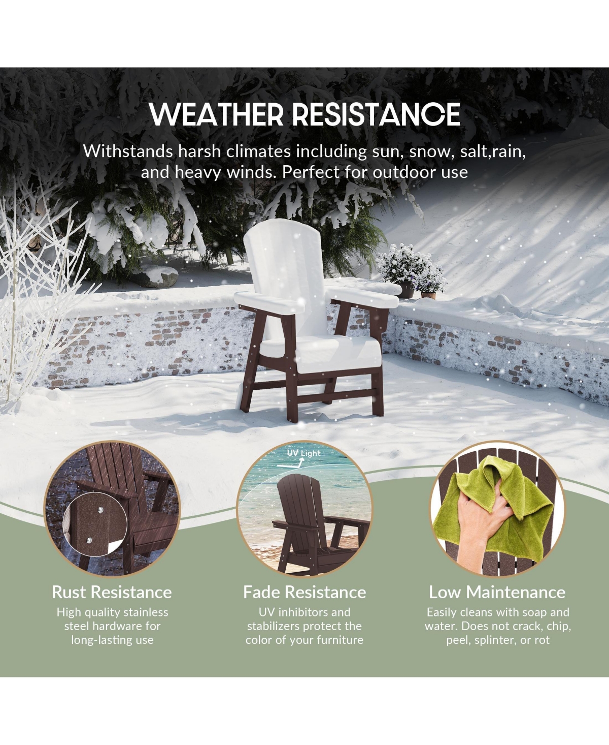 WestinTrends Outdoor Patio Shell-back Adirondack Dining Chair Weather Resistant