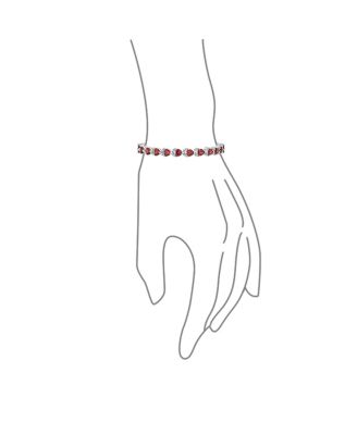 Romantic Hearts Shape Ruby Red CZ Tennis Bracelet Silver Plated 7 Inch