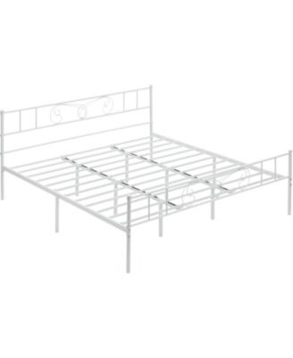 King Metal Bed Frame with Headboard and Footboard, Steel Slat Platform