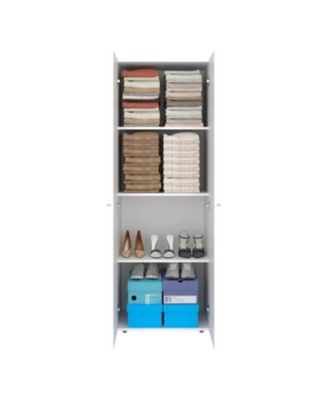World 2-Door Tall Wardrobe Cabinet, 4 Shelves, Vertical Storage, 66.9"H – Bedroom