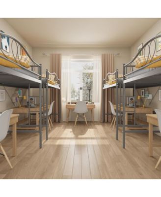 Twin Metal Loft Bed with Ladder & Full Guardrail, Heavy-Duty, Space-Saving, 400 lb Capacity, Noise-Free