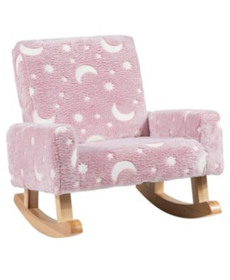 Upholstered Kids Rocking Chair with Sturdy Wood Rocking Legs