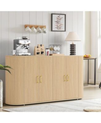 63" Buffet Sideboard Cabinet, Fluted Credenza with Adjustable Shelves, Modern Storage Console Table