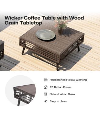 7 Piece PE Wicker Rattan All Weather Cushion Patio Sectional Sofa Set