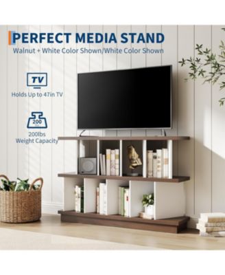 8 Cube Bookcase, Low Open Wood Storage Shelf with Removable Back Panels, Freestanding Bookshelf