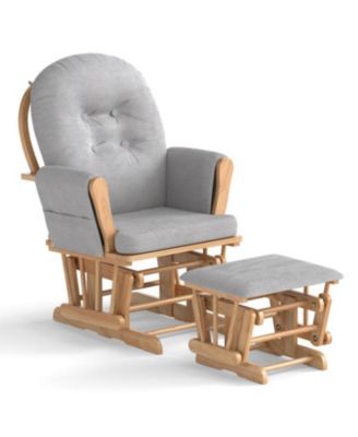 Glider Rocking Chair and Ottoman with Detachable Seat Cushion