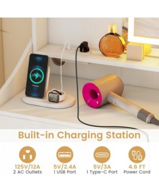 LED Lighted Vanity Desk Makeup Table with 3 Color Lighting Modes