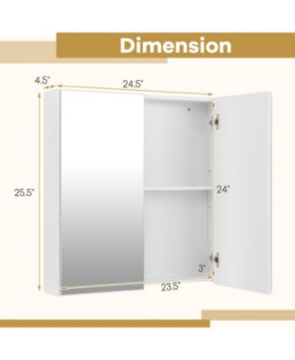 Double-Door Wall-Mount Bathroom Cabinet with Mirror and Adjustable Shelf