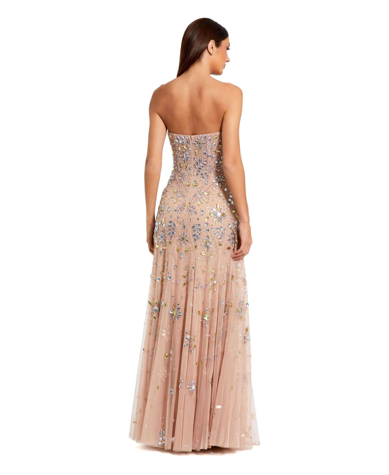 Women's Strapless Sweetheart Embellished Net Gown