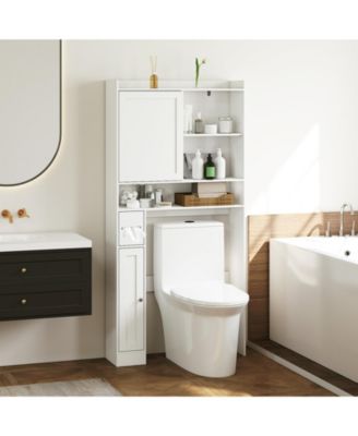 Standing Toilet Storage Rack Cabinet with Smooth Sliding Door