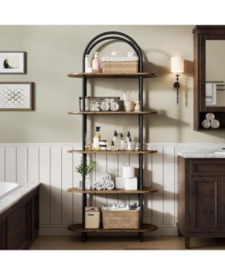 71" 5-Tier Metal Collapsible Bookshelf, Portable Freestanding Storage Bookcase