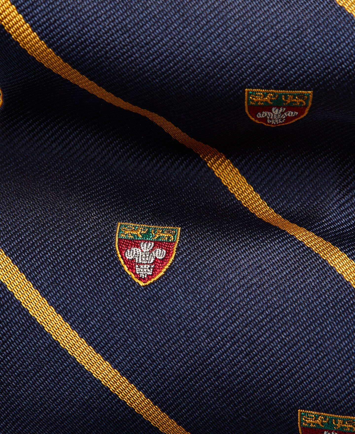 Мужской узкий клубный шёлковый галстук Polo Ralph Lauren в полоску, цвет: Тёмно-синий — фото 3
