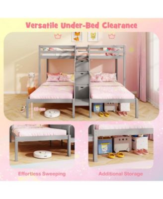 Twin Over Twin Bunk Bed with Stair Storage for Kids and Teens - One Size Fits All