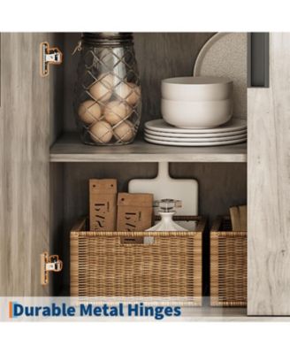  Tall Bookshelf w/Doors & Metal Base, 5-Tier Bookcase with Cabinet and Adjustable Shelf, Wooden Book Shelf Farmhouse Bookcase for Living Room