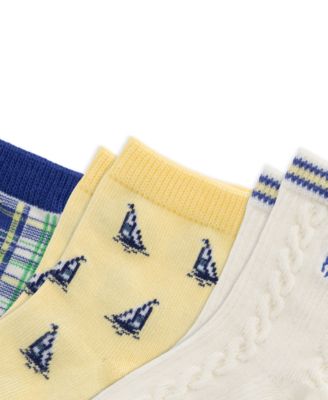Baby Boys' Sailing Cable Knit Socks, 3-Pack