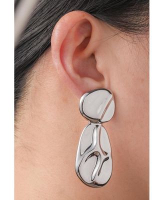 Rhodium Sculptural Statement Drop Earrings