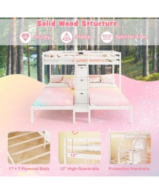 Twin Over Twin Bunk Bed with Stair Storage for Kids and Teens - One Size Fits All