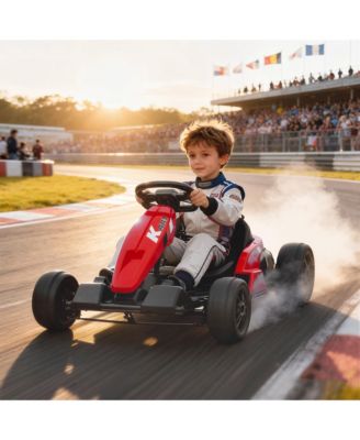 24V Electric Go Kart, Kids Drift Kart with Dual 150W Motors,