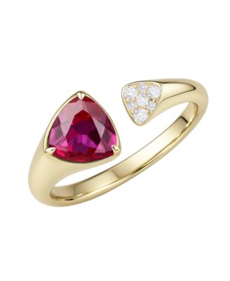 Lab-Grown Emerald (1/2 ct. t.w.) & White Sapphire (1/20 ct. t.w.) Ring in 14k Gold Over Sterling Silver (also in Sapphire & Ruby)