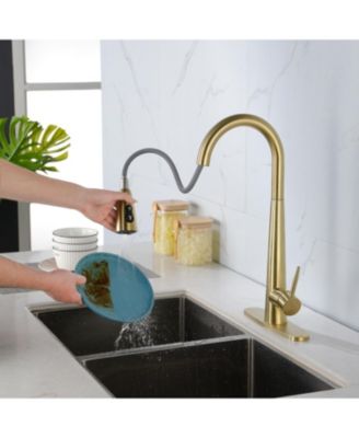 Kitchen Faucet with Pull Down Sprayer, High Arc 360&deg; Swivel Brushed Nickel, 3-Mode Spray Head, for Farmhouse Modern Laundry Rv Bar