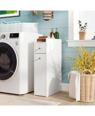 Small 4-Tier Bathroom Storage Cabinet with Slide-Out Drawers, Casters for Easy Move