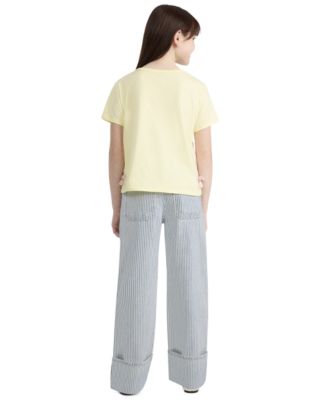 Girls' 7-16 Railroad Striped Wide Leg Jeans