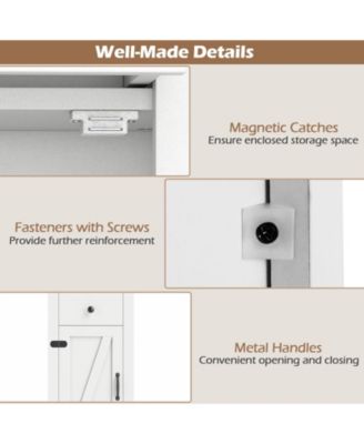 68" Tall Narrow Bathroom Cabinet with Barn Door and Drawer, Slim Storage Organizer