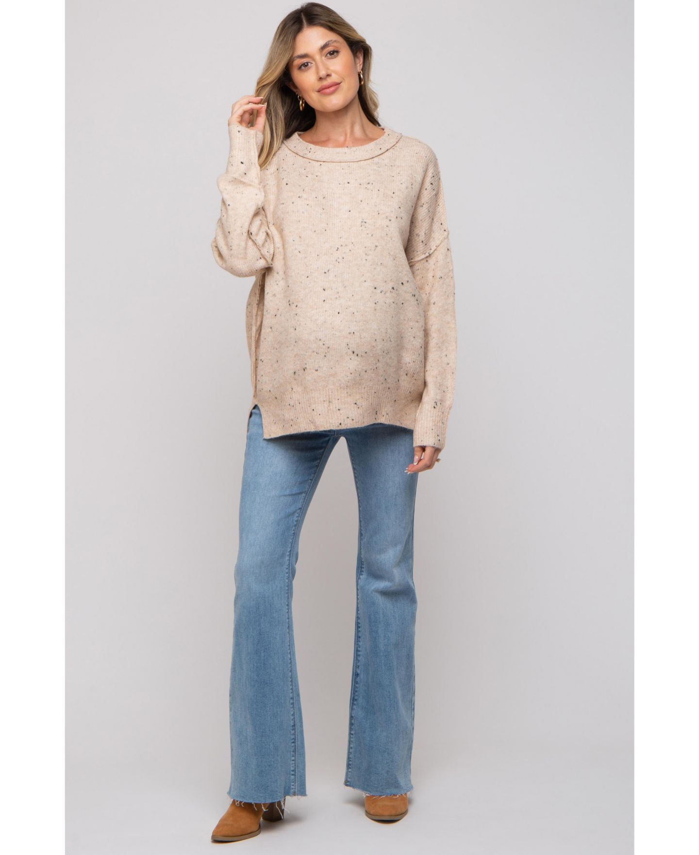 Женский свитер Pinkblush Speckled Knit, цвет: Бежевый — фото 4