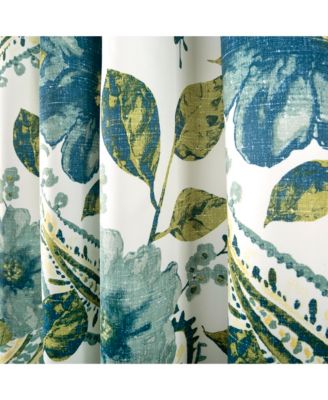 Lush Decor Floral Paisley Room Darkening Window Curtain Panels Pair 52"W x 84"L Blue - Floral Curtains for Bedroom - Cottage Living Room Curtains