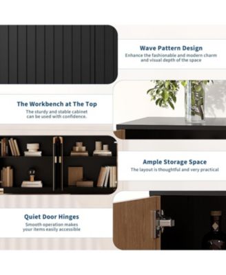 "Modern Farmhouse Sideboard Buffet Cabinet with Fluted Doors – Versatile Storage for Dining Room, Coffee Bar, Kitchen & Wine Bar