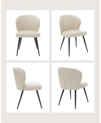 Set of 6 PU Leather Upholstered Accent Dining Chairs, Curved Backrest with Sturdy Steel Legs