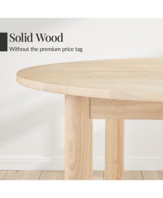 47In Round Solid Wood Dining Table, Modern Farmhouse Table For 4, Space Saving, Easy Assembly
