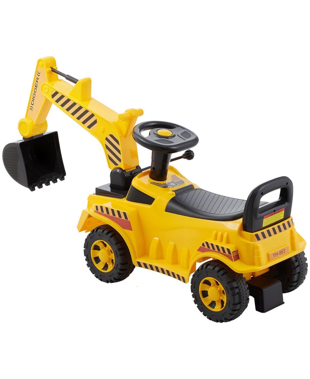 Sugift Excavator Ride-On Push Car with Realistic Sounds, Helmet & Music