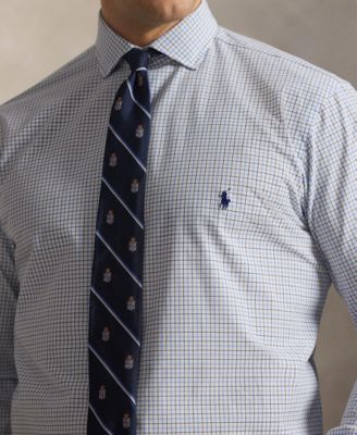 Men's Big & Tall Plaid Stretch Poplin Collared Shirt