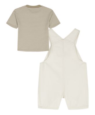 Baby Boys' Striped Top and Natural Denim Shortalls, 2-Piece Set