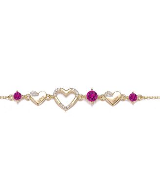Dazzling Cubic Zirconia Hearts Bracelet in 14K Gold Plated